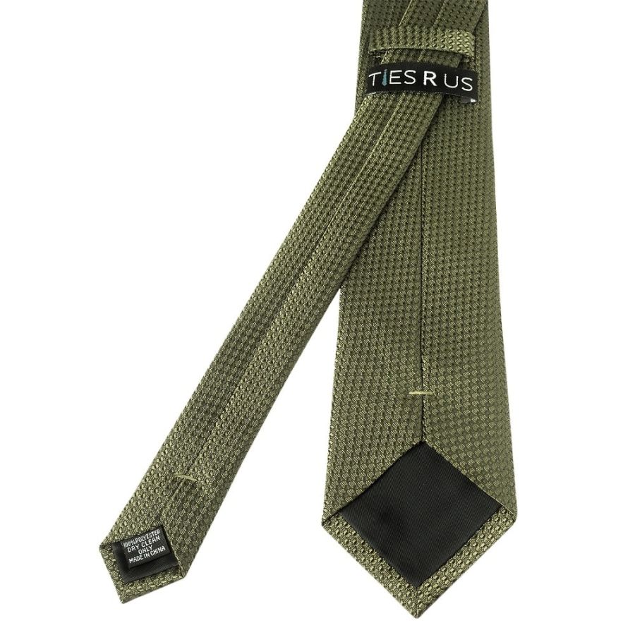 Olive Green Textured Classic Tie and Pocket Square Set