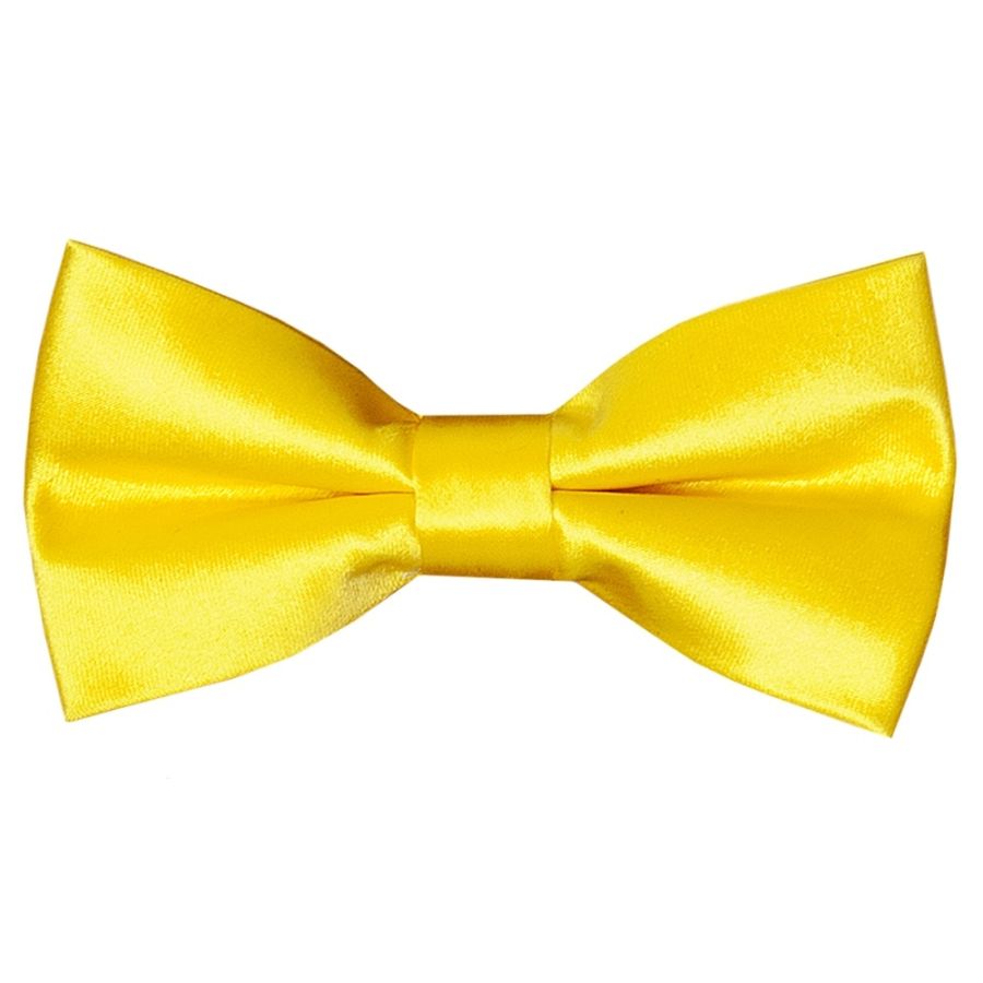 Pre Tied Sunshine Yellow Satin Boys Bow Tie Age 4-7