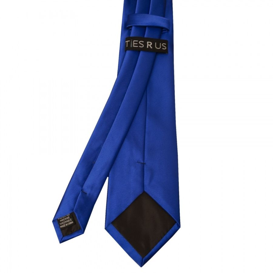 Plain Royal Blue Satin Classic Men's Tie and Pocket Square Set