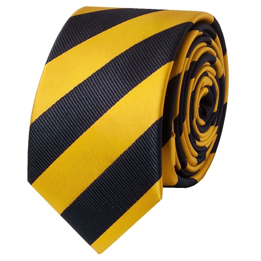 Navy and Yellow Striped Skinny Men's Tie