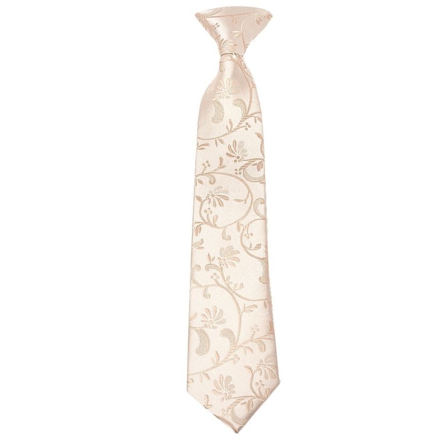 Pre Tied Nude Floral Boys Tie and Pocket Square Set Age 4-7