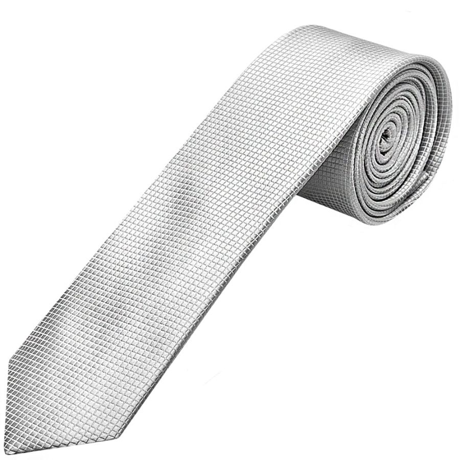 Silver Diamond Skinny Men's Tie