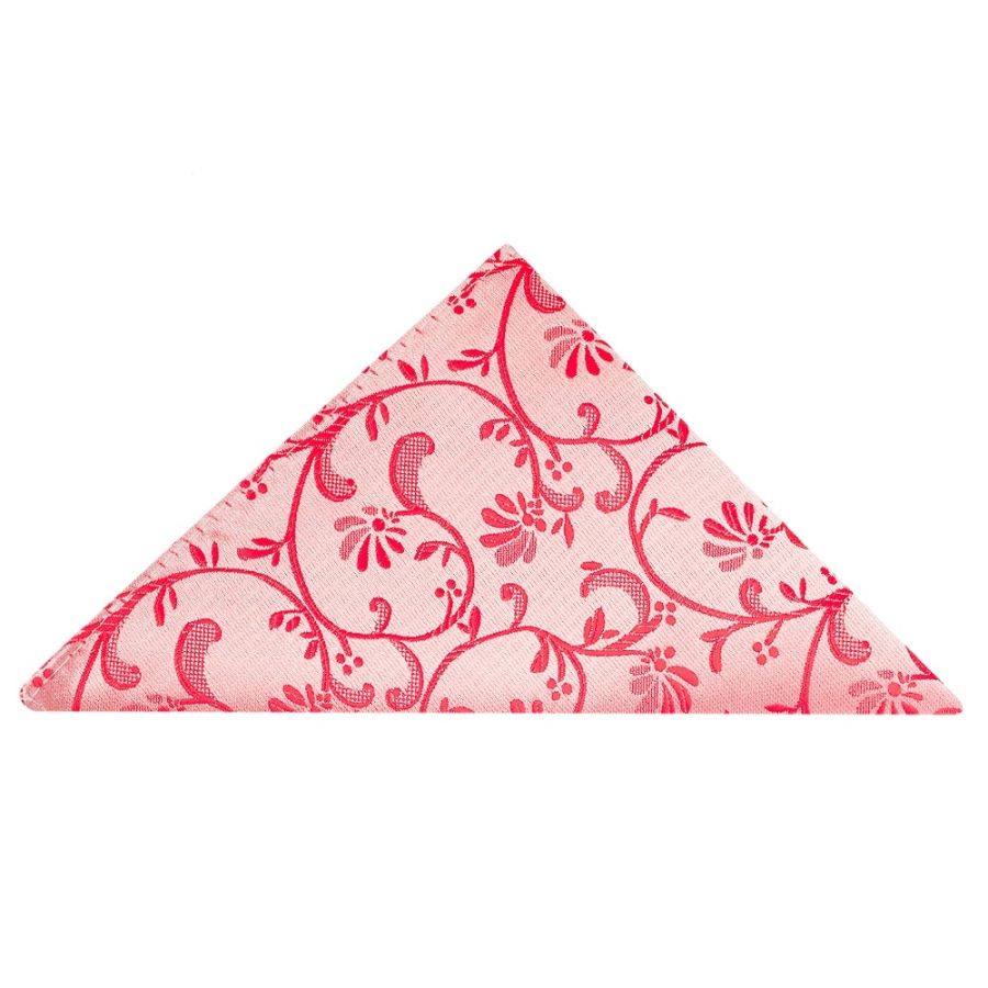 Bright Red Floral Classic Men's Tie and Pocket Square Set