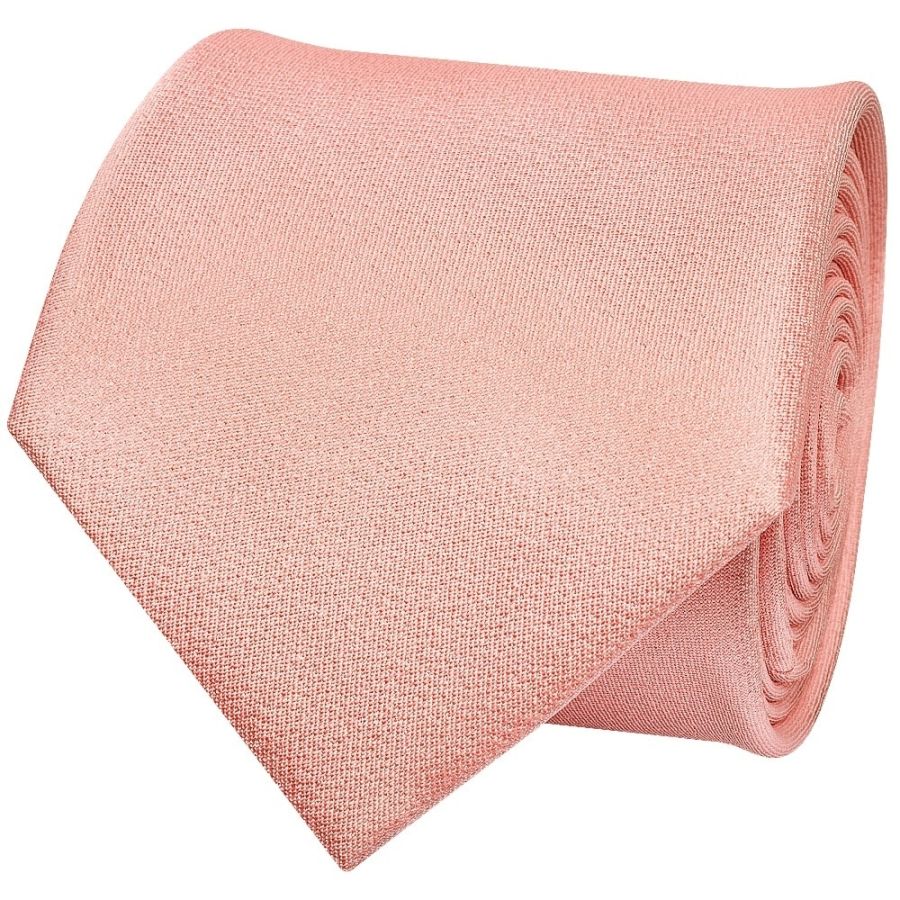 Plain Salmon Peach  Silk Classic Men's Tie and Pocket Square Set