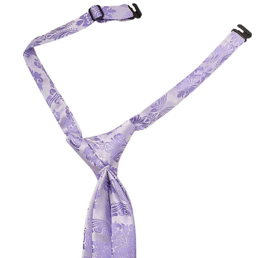 Pre Tied Lilac Paisley Boys Tie Age 4-7
