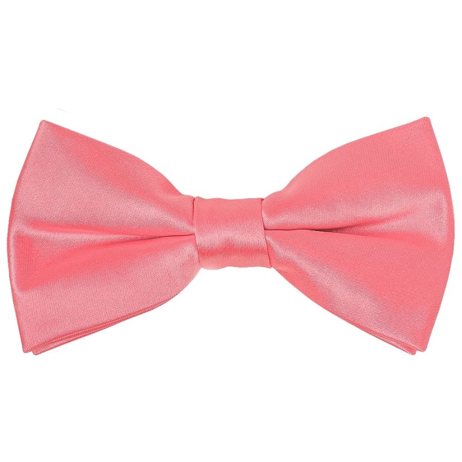 Pre Tied Light Coral Pink Satin Boys Bow Tie Age 4-7