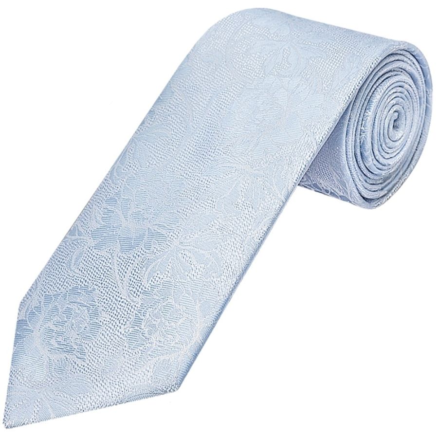Blue Flower Classic Men's Tie and Pocket Square Set
