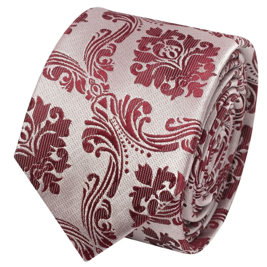 Burgundy Paisley Skinny Boys Tie