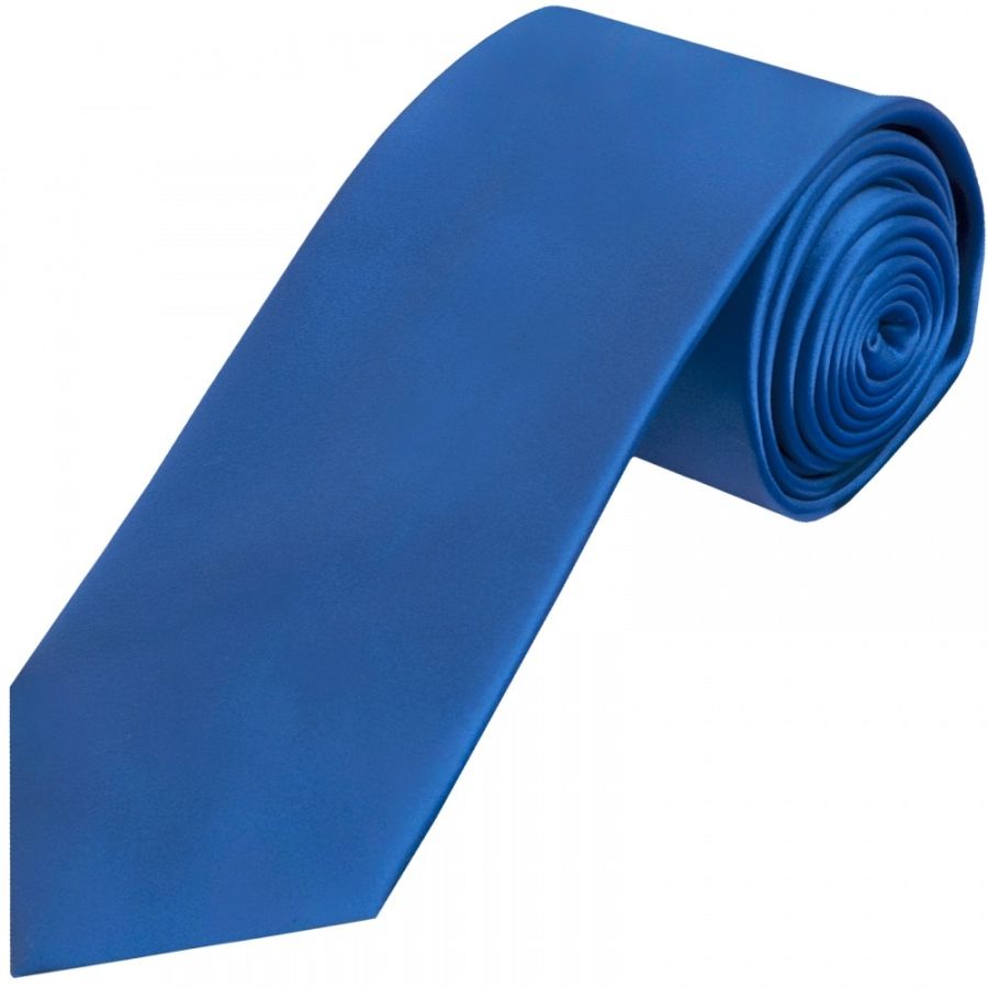 Plain Electric Blue Satin Classic Men's Tie and Pocket Square Set