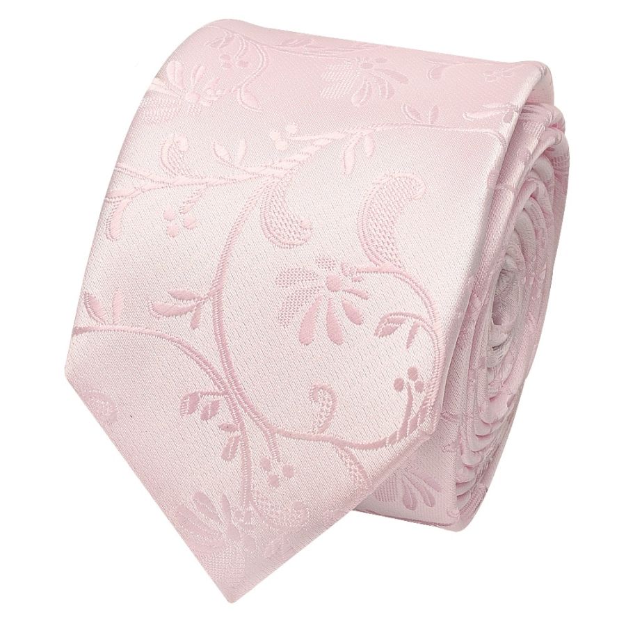 Blush Pink Floral Skinny Boys Tie