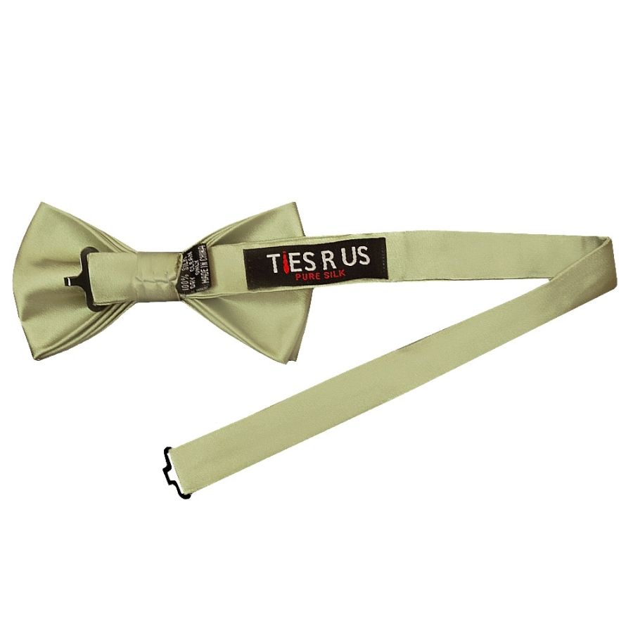 Plain Sage Green Satin Silk Mens Bow Tie