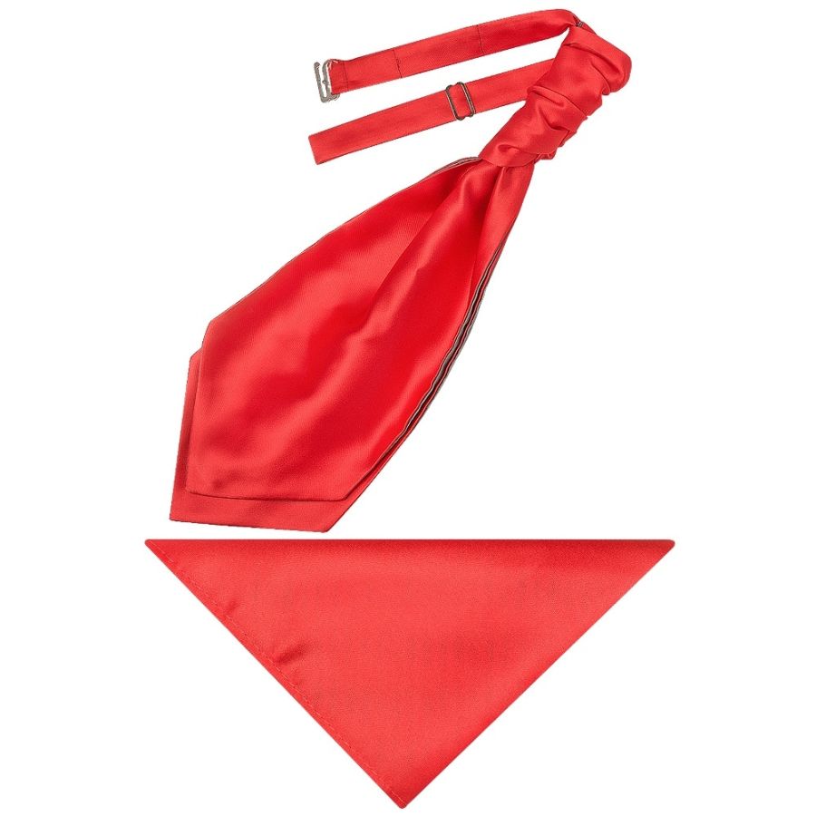 Coral Pink Satin Men's Cravat Tie and Pocket Square Set