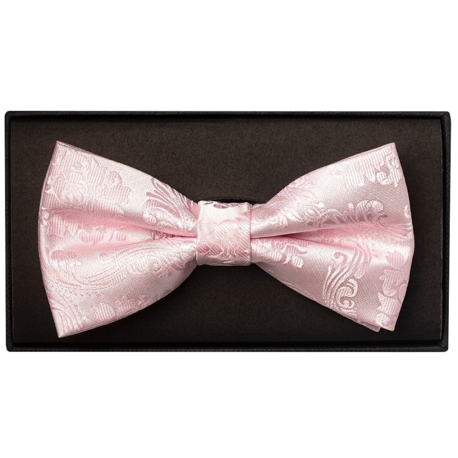Blush Pink Paisley Handmade Mens Bow Tie