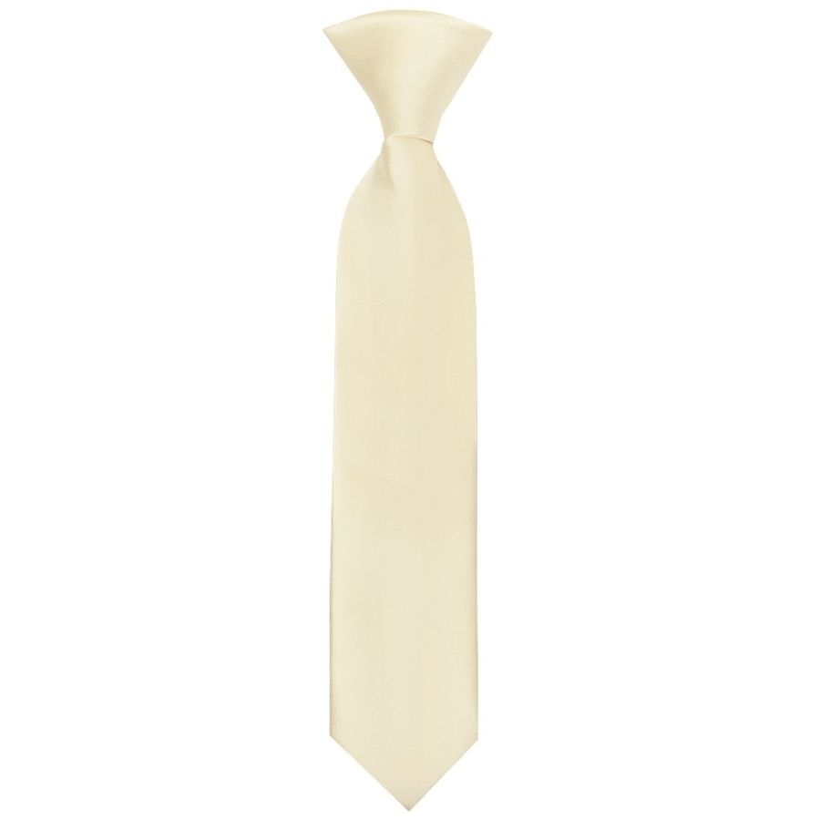 Pre Tied Ivory Satin Boys Tie and Pocket Square Set Age 4-7