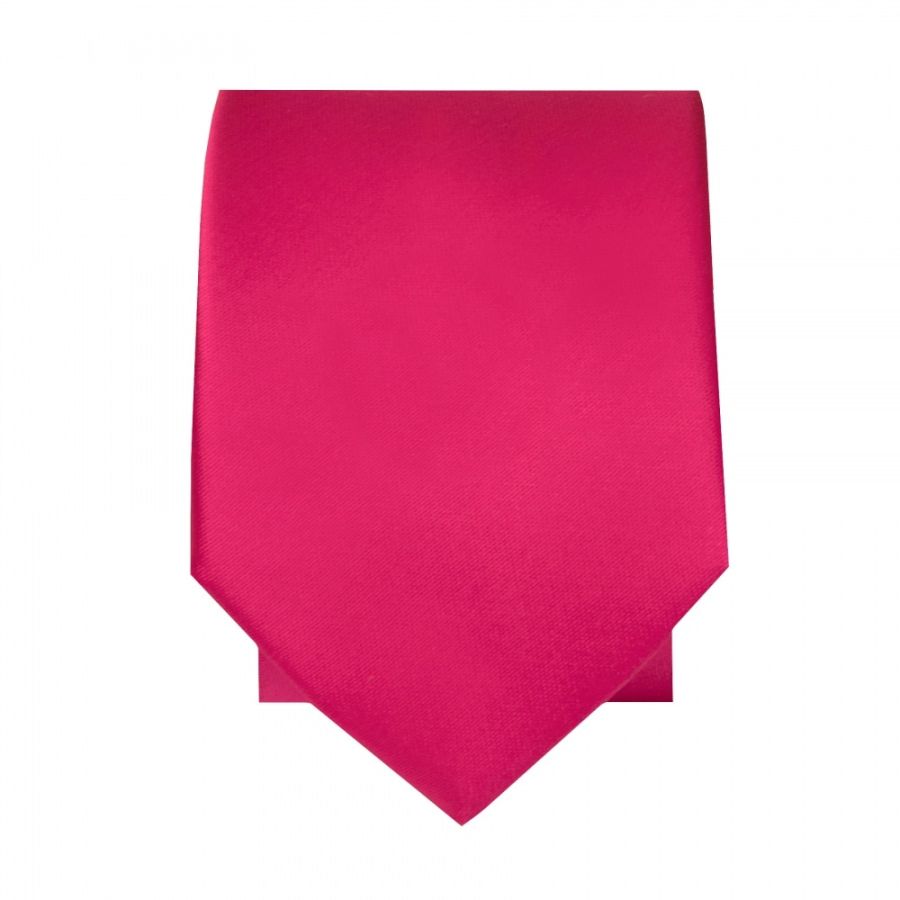 Plain Cerise Pink Satin Boys Tie and Pocket Square Set