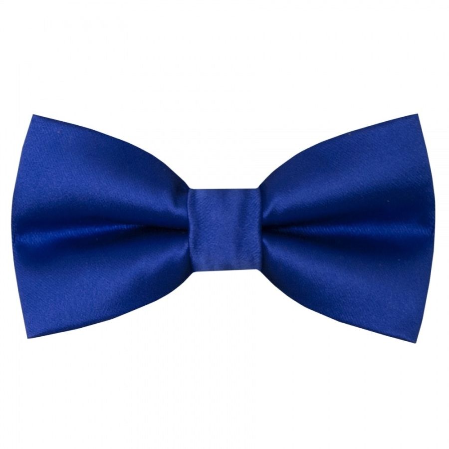 Pre Tied Royal Blue Satin Boys Bow Tie and Pocket Square Set Age 4-7