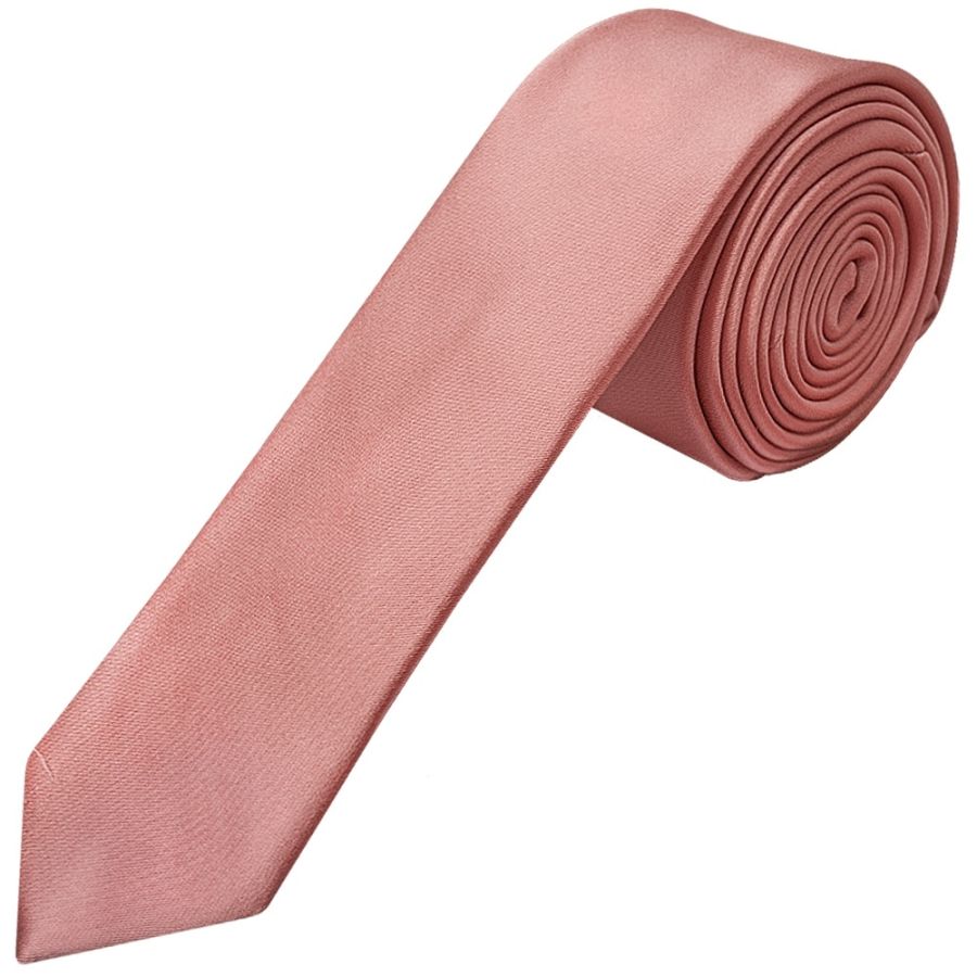 Rose Gold Satin Skinny Men's Tie