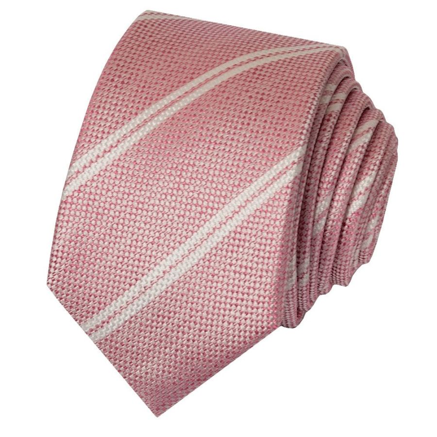 Light Pink Stripe Skinny Men's Silk Tie