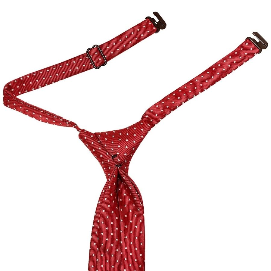 Pre Tied Red and White Polka Dot Boys Tie and Pocket Square Set Age 4-7