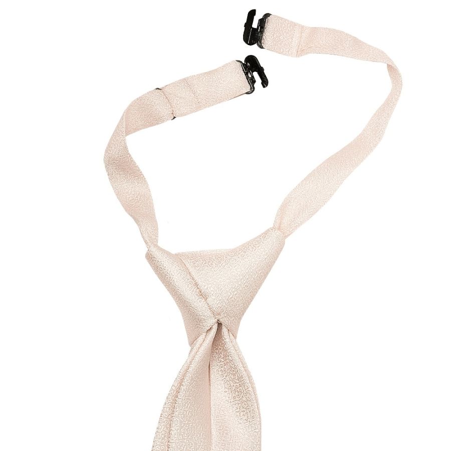Pre Tied Blush Self Floral Textured Silk Boys Tie Age 4-7