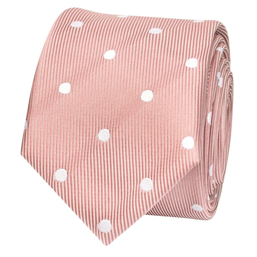 Rose Gold Large White Spot Skinny Men's Tie