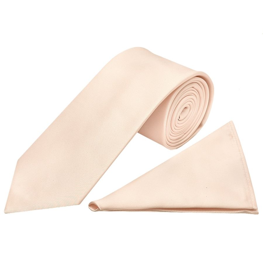 Plain Blush Classic Men's Tie and Pocket Square Set