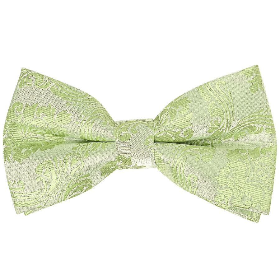 Pre Tied Sage Green Paisley Boys Bow Tie Age 4-7