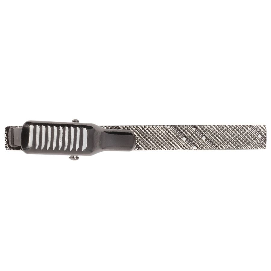 Gunmetal Grey Textured Metal Bar Tie Clip