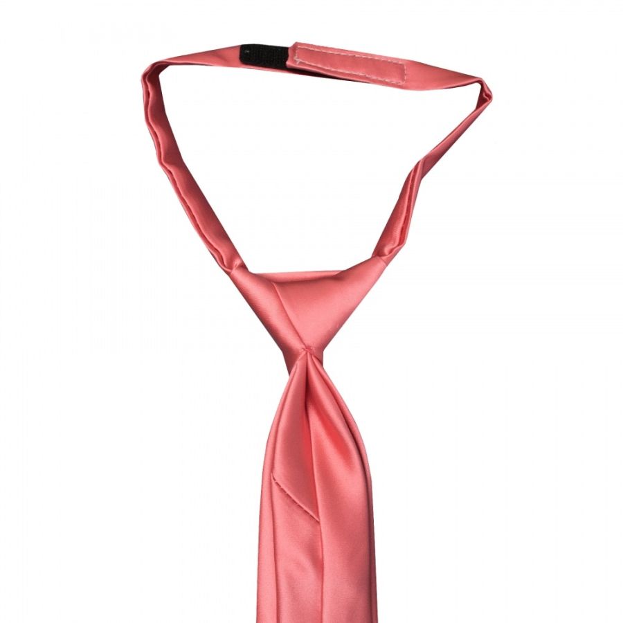Pre Tied Light Coral Pink Satin Boys Tie Age 4-7