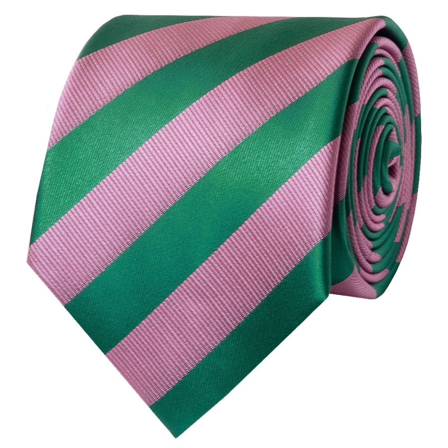Pink and Green Striped Classic Men's Tie