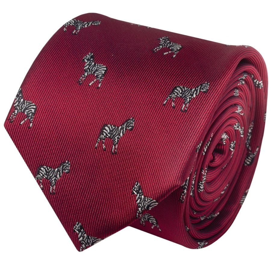 Slim Burgundy Zebra Men's Tie