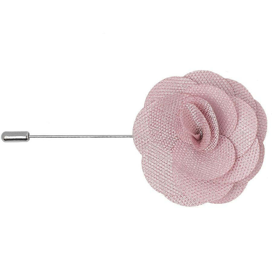 Classic Dusty Rose Mens Tie with Pocket Square and Lapel Pin Set