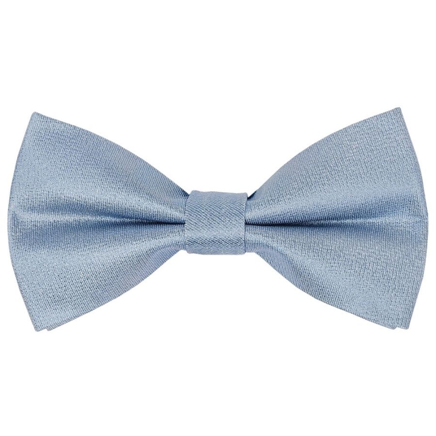 Pre Tied Dusty Blue Silk Boys Bow Tie and Pocket Square Set Age 4-7
