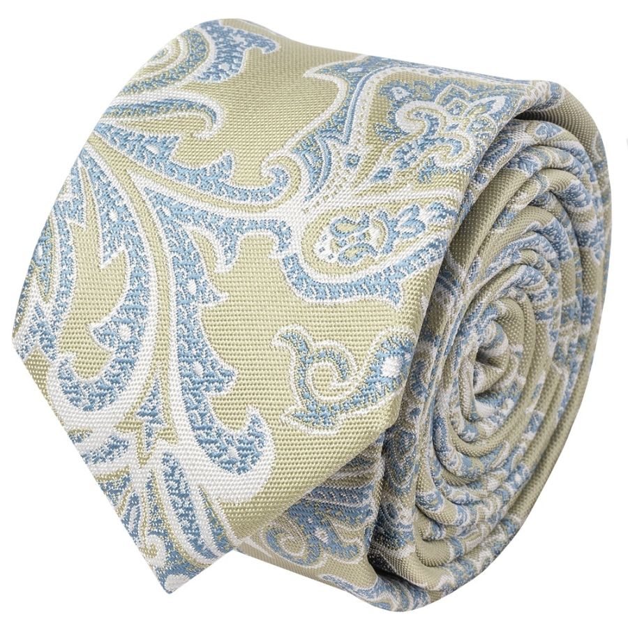 Green and Blue Paisley Skinny Men's Tie