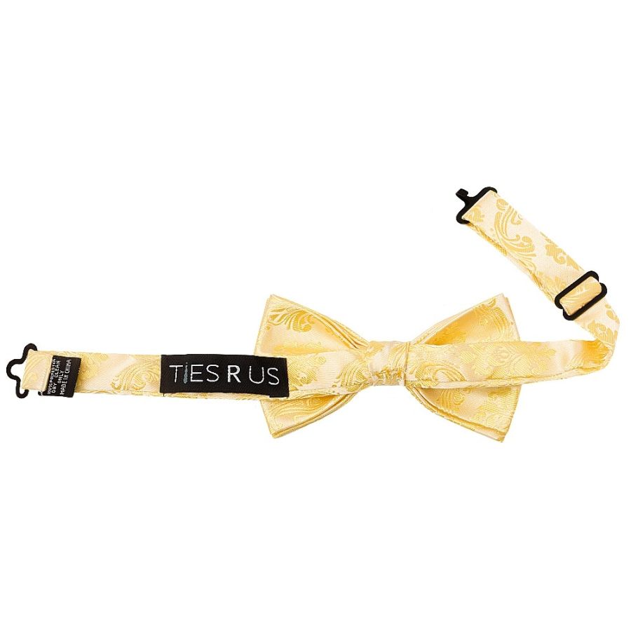 Pre Tied Gold Paisley Boys Bow Tie Age 4-7