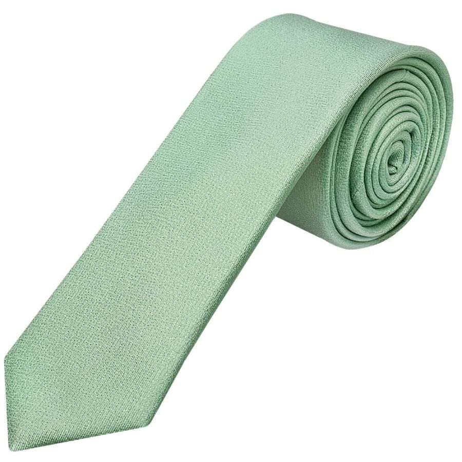 Plain Sea Grass Silk Skinny Boys Tie and Pocket Square Set