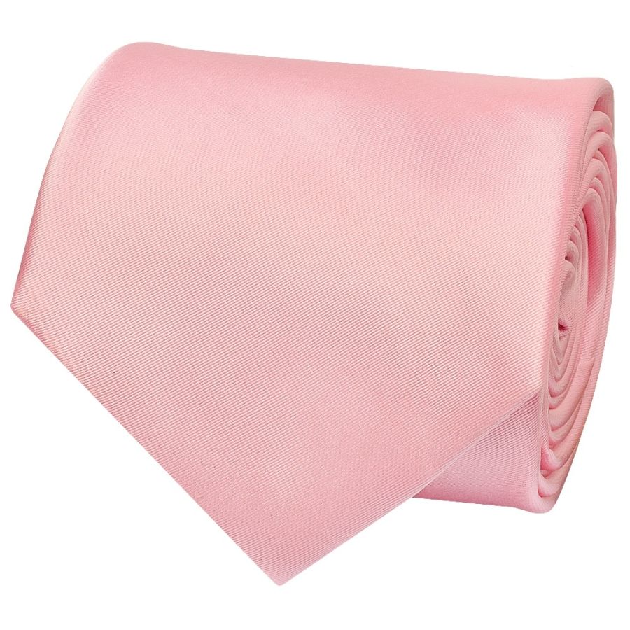 Plain Pink Satin Classic Men's Tie and Pocket Square Set