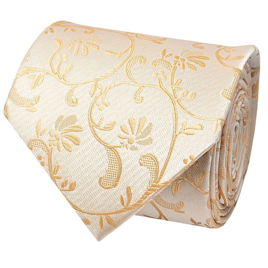 Caramel Floral Classic Men's Tie and Pocket Square Set