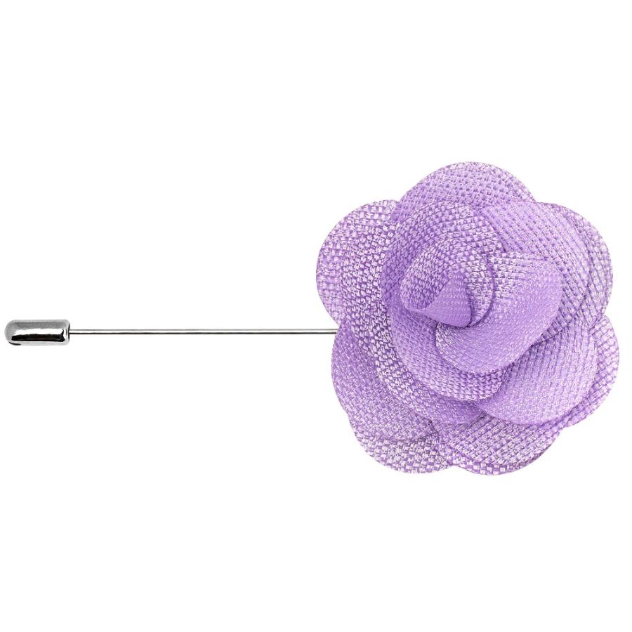 Classic Lilac Mens Tie with Pocket Square and Lapel Pin Set