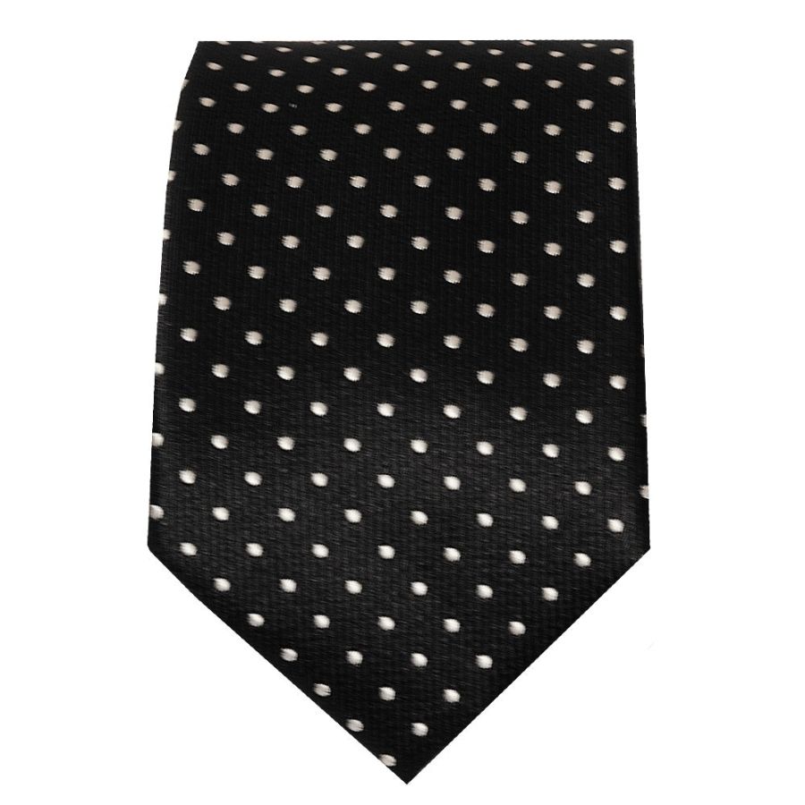 Black Polka Dot Skinny Boy's Tie and Pocket Square Set