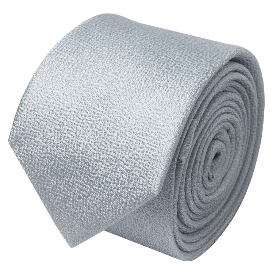 Plain Light Blue Textured Silk Skinny Boys Tie