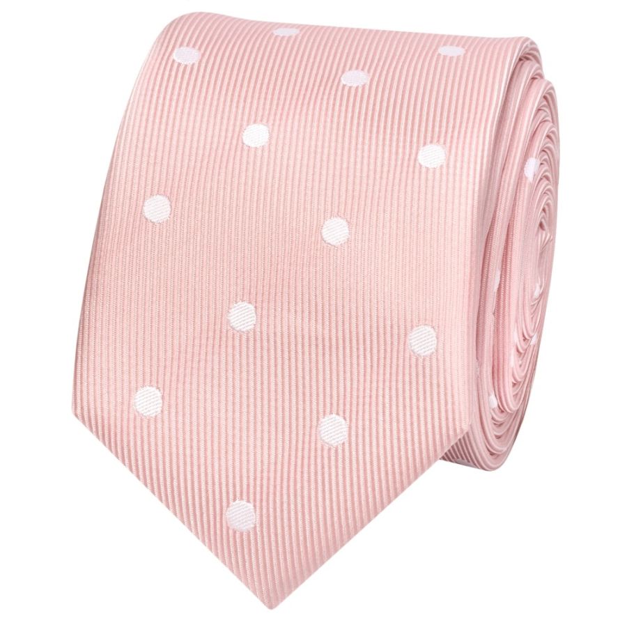 Pink Large White Spot Skinny Men's Tie