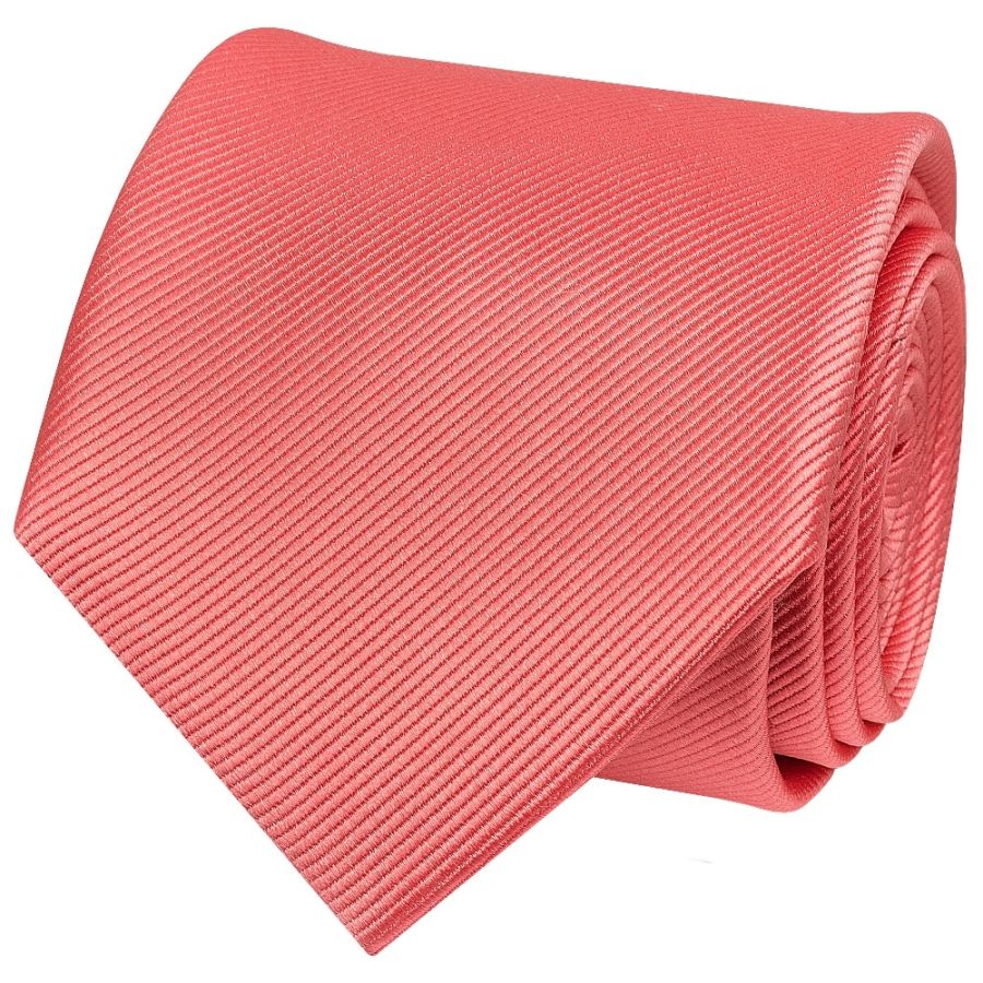 Salmon Pink Silk Twill Classic Mens Tie and Pocket Square Set