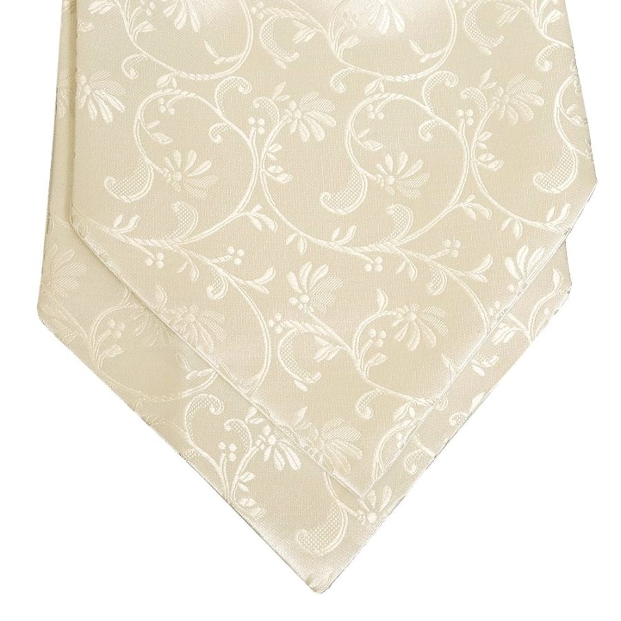 Ivory Floral Men's Cravat Tie and Pocket Square Set