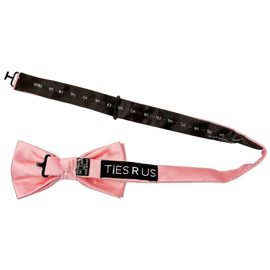 Plain Blush Rose Satin Handmade Mens Bow Tie and Pocket Square Set