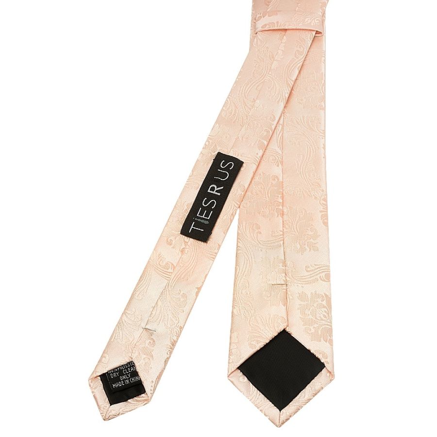 Light Peach Paisley Skinny Boys Tie and Pocket Square Set