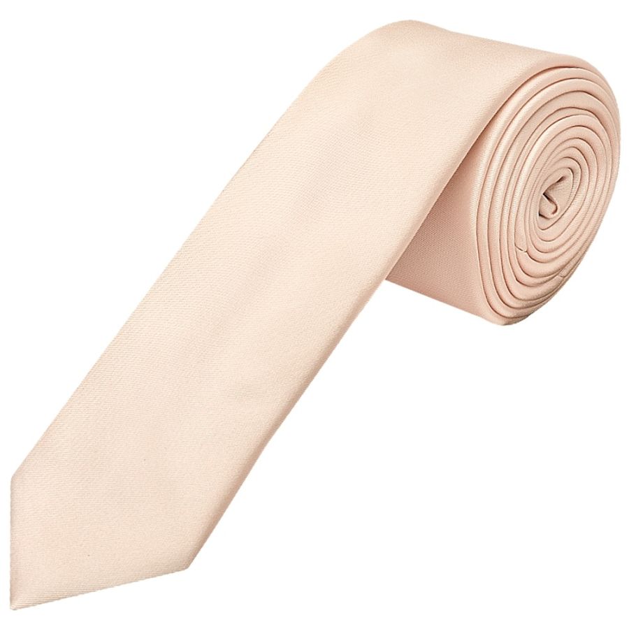 Plain Blush Satin Skinny Boys Tie