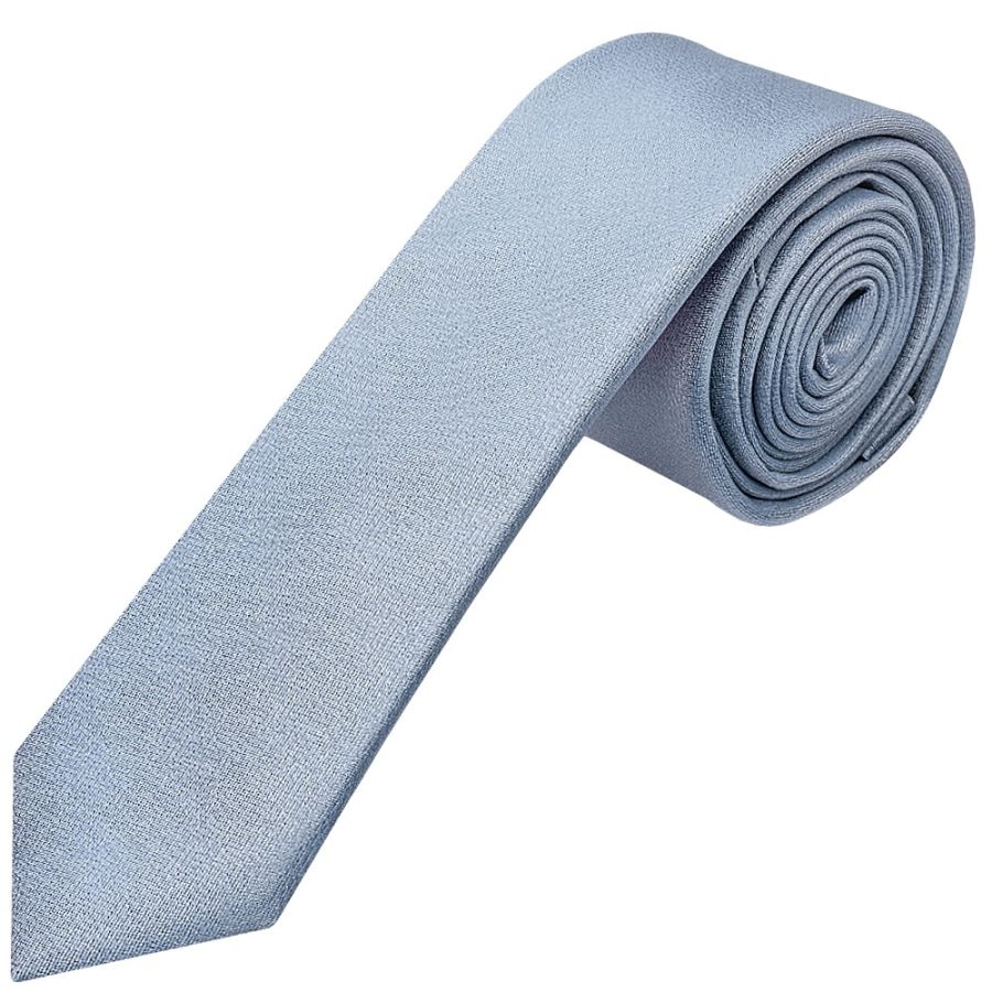 Plain Dusty Blue Silk Skinny Boys Tie