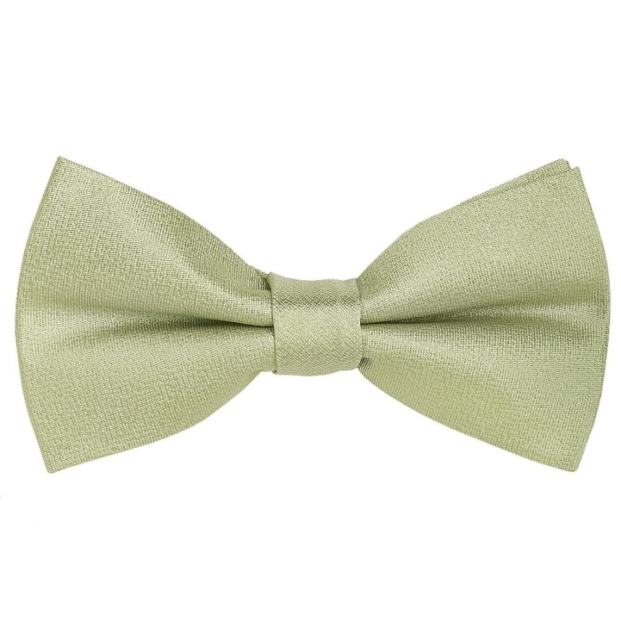 Pre Tied Sage Green Silk Boys Bow Tie and Pocket Square Set Age 4-7
