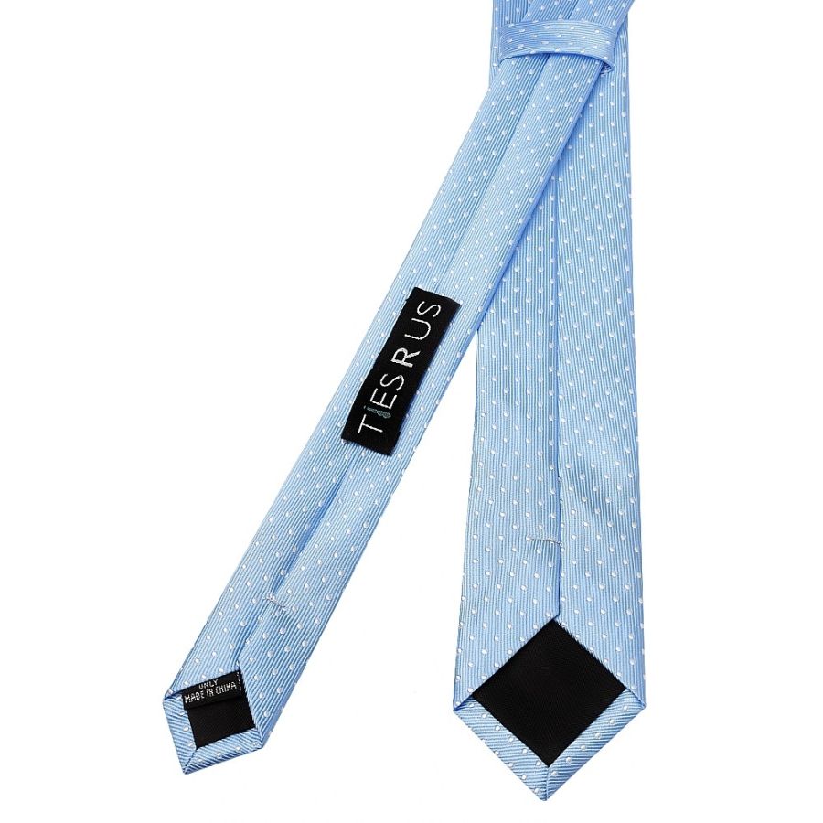 Light Blue and White Polka Dot Skinny Boys Tie